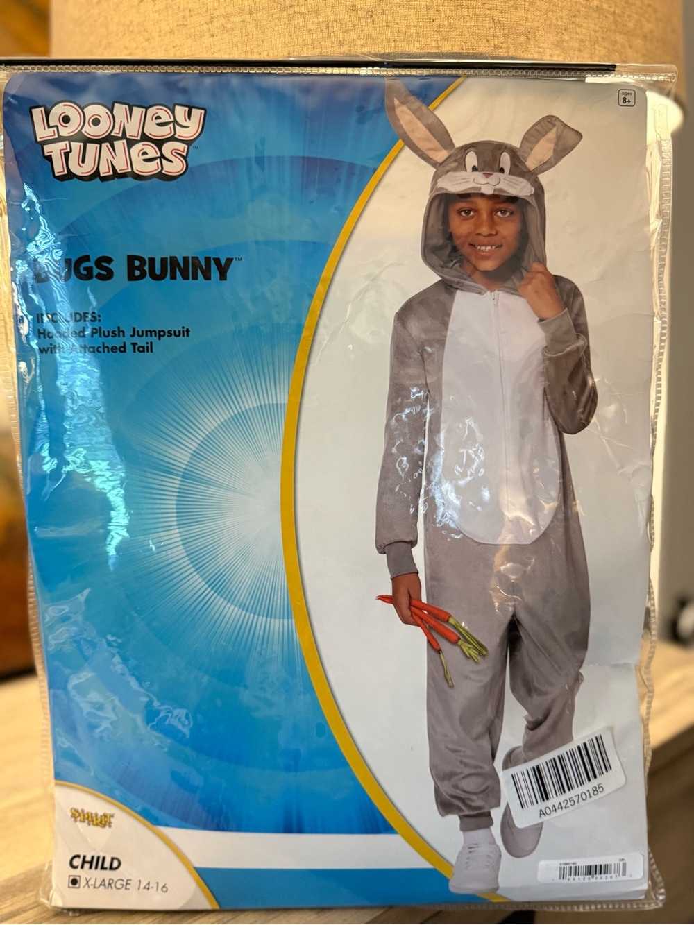 Warner Bros. Bugs Bunny Gray and White Plush Kids Costume Jumpsuit
